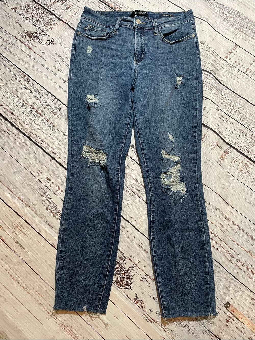 Judy Blue Relaxed Fit distressed jeans. Size 9/29.